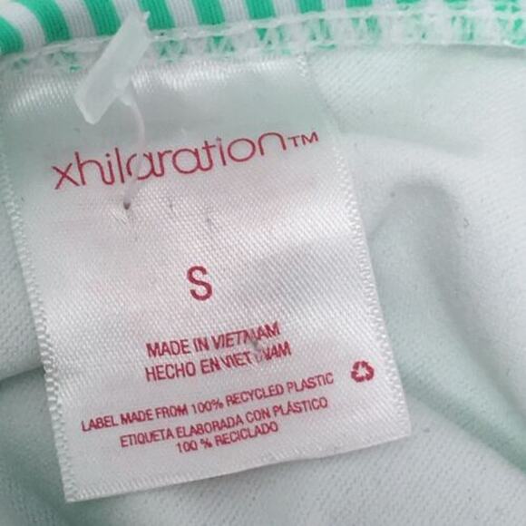 NEW Xhilaration Mint and White Striped Two Piece Bikini Set Ruffles Front Tie S - Picture 13 of 16